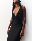 Shona Joy Camille Lace Cross Back Midi Dress Black