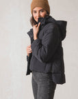 Indi and Cold Crop Puffer Convertible Jacket Black