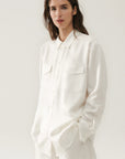 Silk Laundry Twill Boyfriend Shirt White