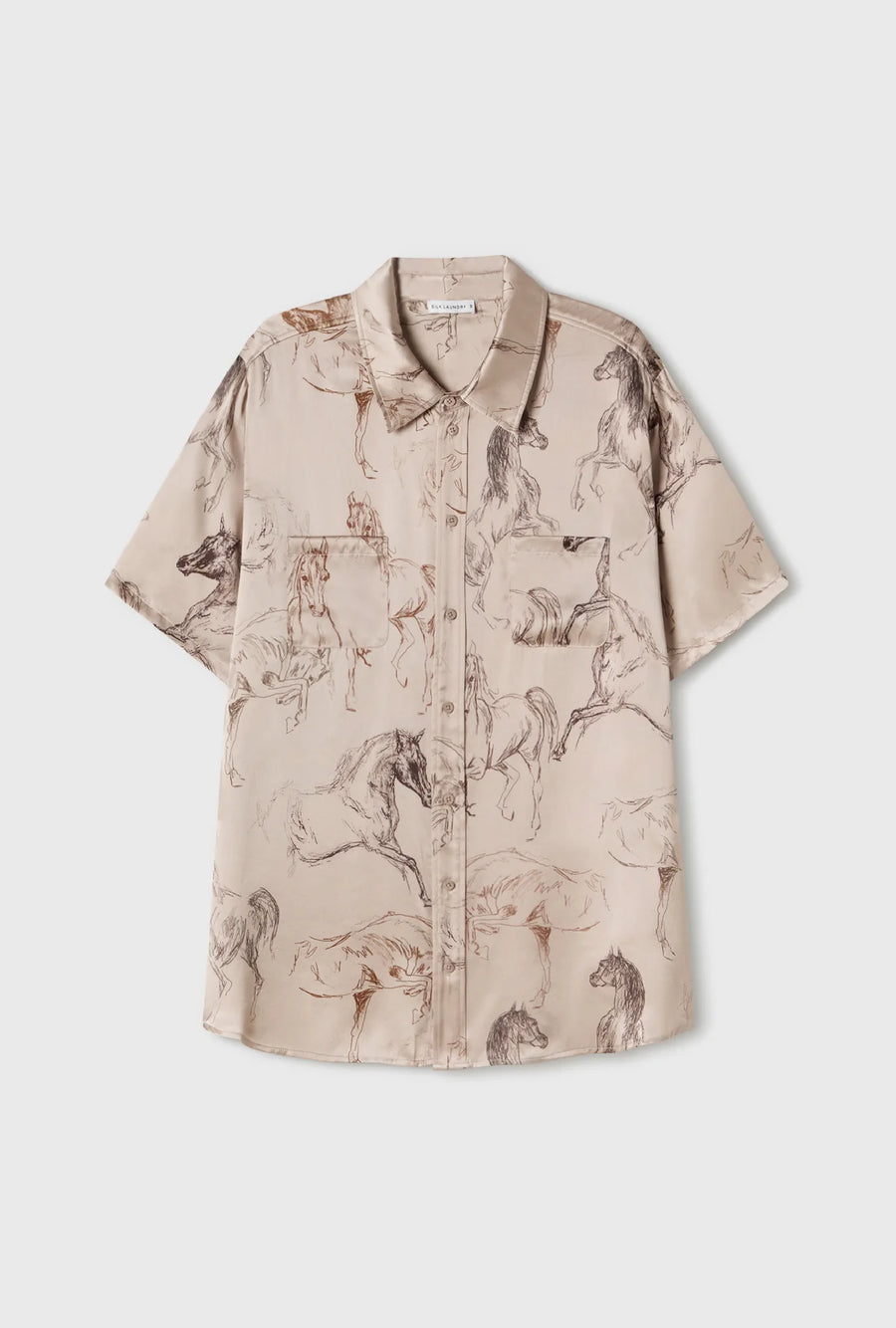 Silk Laundry Short Sleeve Boyfriend Shirt Wild Horses