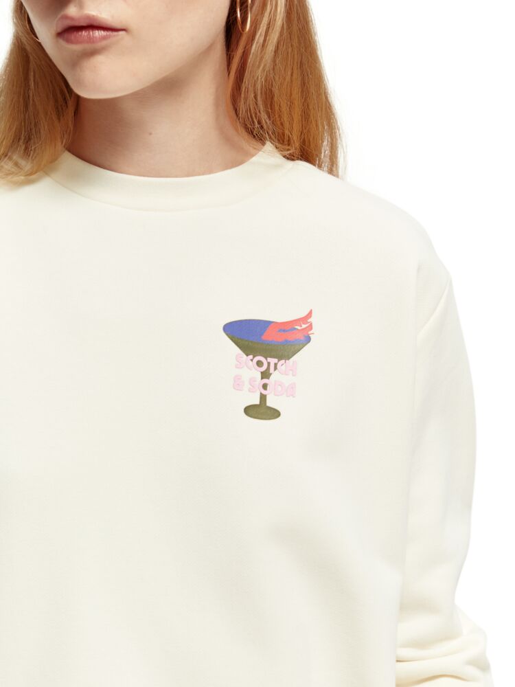 Soda Martini Crewneck Sweater Aged White