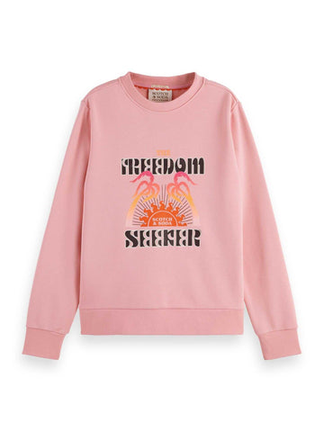 Scotch and Soda Regular Fit Sweatshirt with Artwork Pink