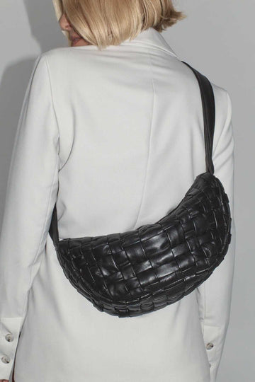St Agni Textured Crescent Bag Black