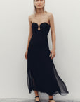 Shona Joy Isola Strapless Ruched Midi Dress Black