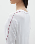 Bassike Scoop Hem Layering Long Sleeve T/Shirt White/Currant