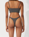 Zulu and Zephyr Rib Curve Thong Brief Charcoal