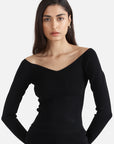 Ena Pelly Evie Luxe Knit Long Sleeve Top Black