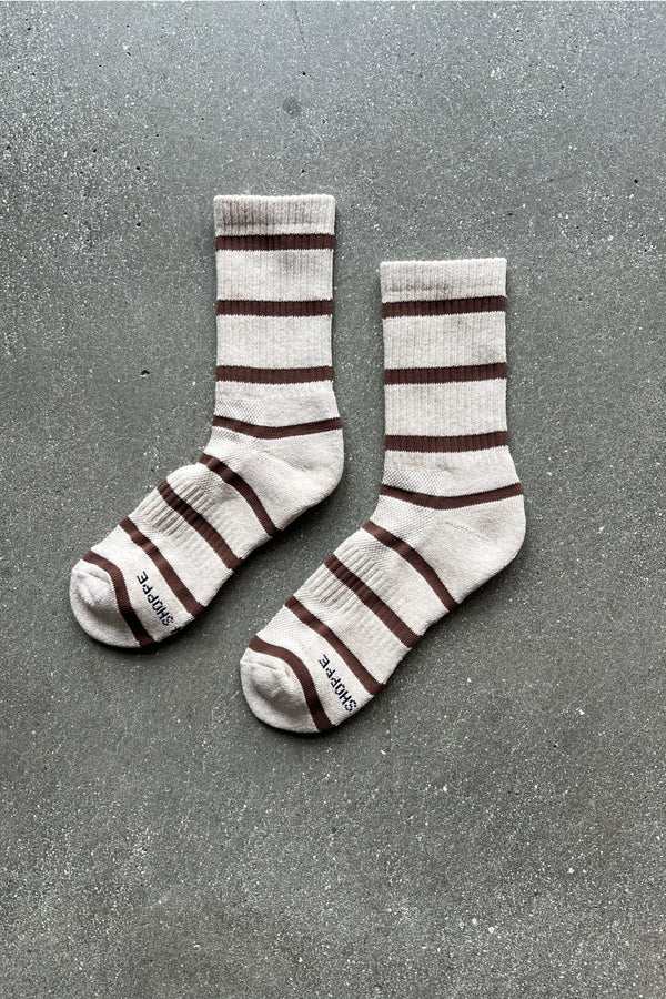 Stripe Boyfriend Socks Flax Stripe