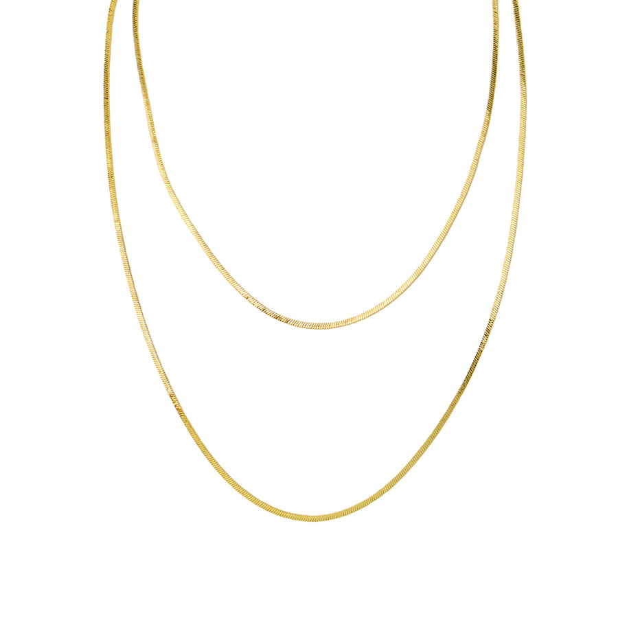 Jolie and Deen 2 Layer Snake Chain Necklace Gold
