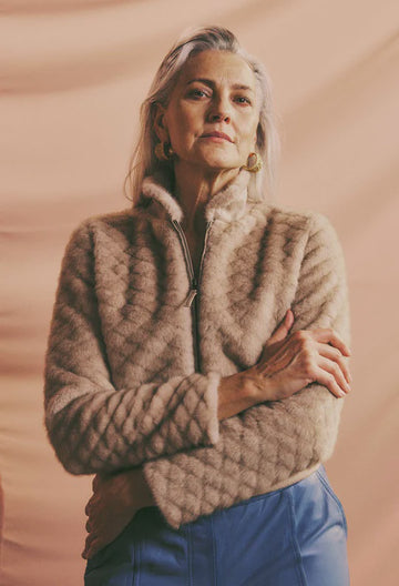 Once Was Stella Faux Fur Bomber Fawn