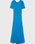 Silk Laundry Short Sleeve Bias Dress Coast Blue
