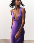 Shona Joy Lana Plunged Cross Back Midi Dress Purple