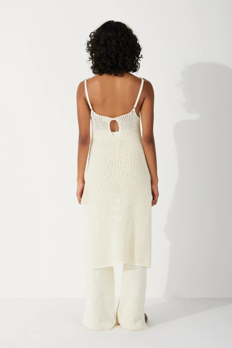 Zephyr Milk Cotton Crochet Dress