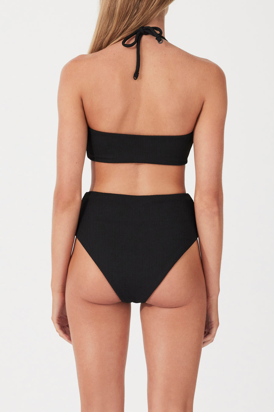 Zulu and Zephyr Black Textured Waisted Full Brief