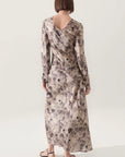 Silk Laundry Full Sleeve Bias Dress Aster Floral