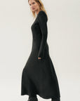 Silk Laundry Full Sleeve Bias Cut Dress Black