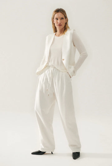 Silk Laundry Twill slouch Pants White