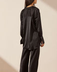 Shona Joy Silk Tuxedo Shirt Black