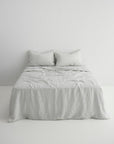 Bedtonic Pinstripe 100% Flax Linen Bedding Sheets Full Sets + Pillowslips