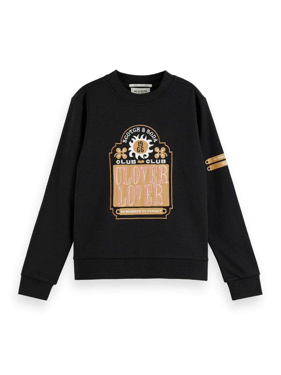 Scotch & Soda Regular Fit Organic Cotton Clover Sweater Black