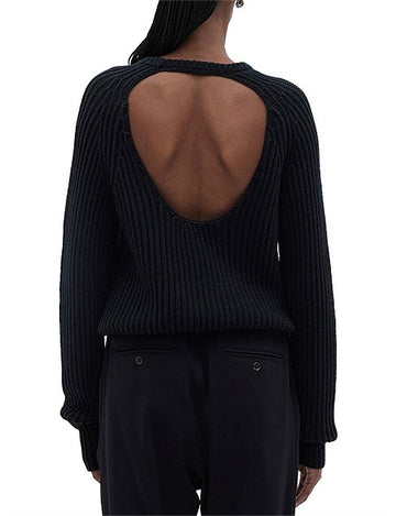 Bassike Black Open Back Fitted Knit