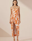 Shona Joy Casa Strapless Midi Dress Tangerine
