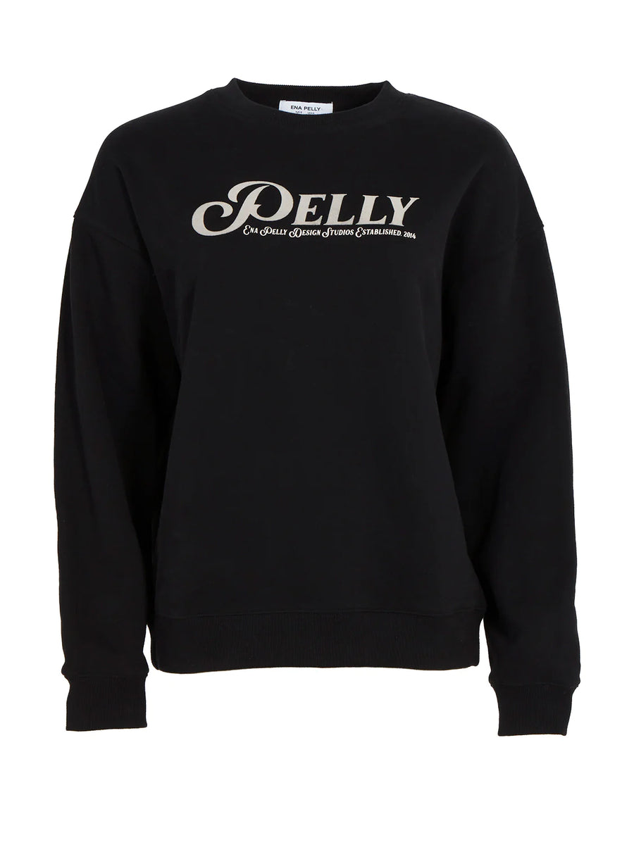 Ena Pelly Vintage Script Sweater Washed Black