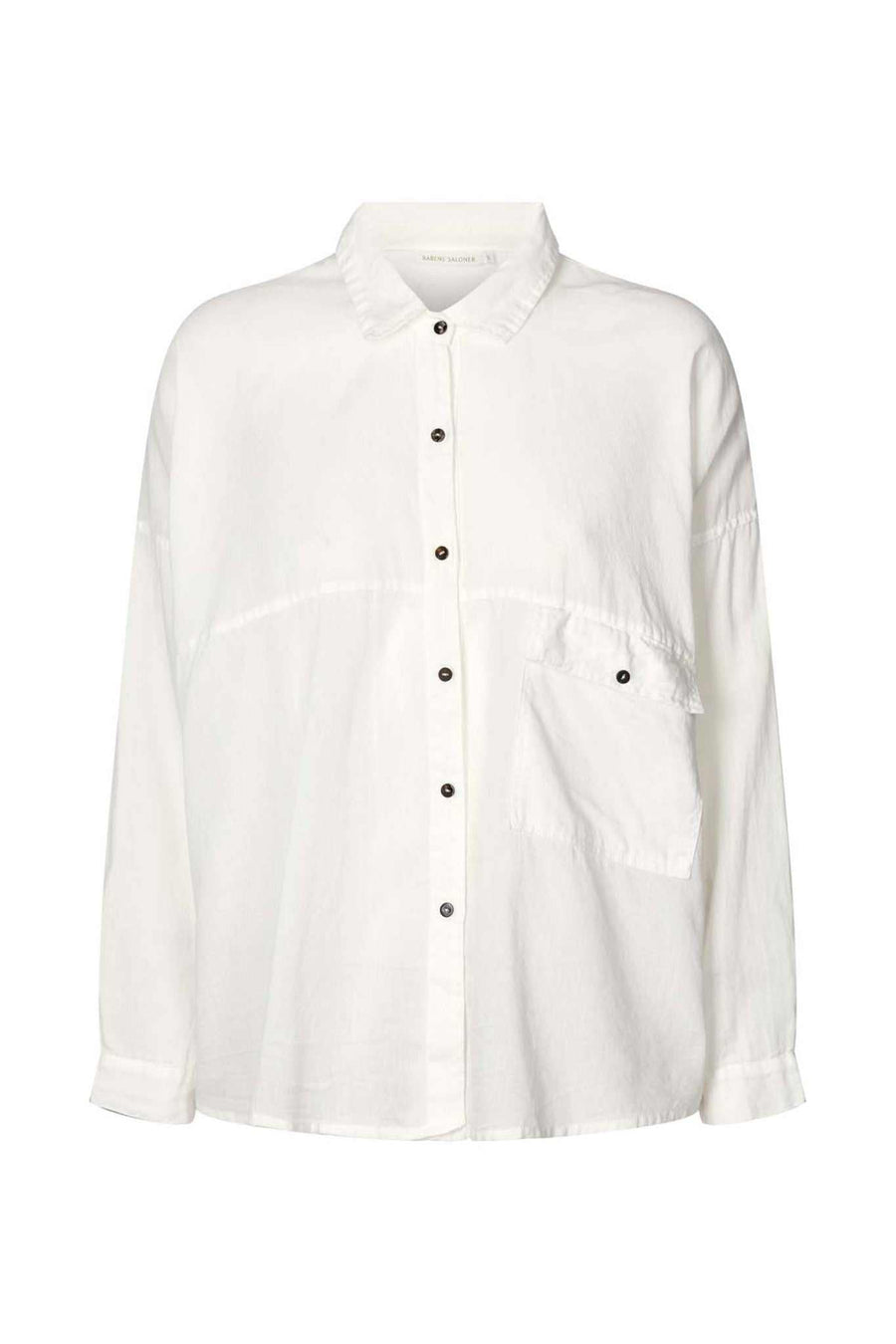 Rabens Saloner Astrid Cotton Pocket Shirt White