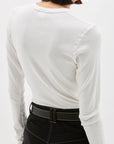 Bassike Rib Contrast Placket Long Sleeve T/Shirt White