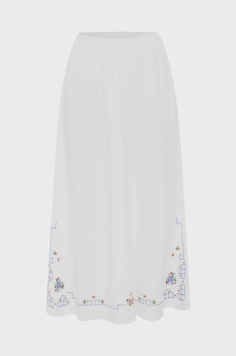 King Csilla Browie Embroidered Bias Skirt White