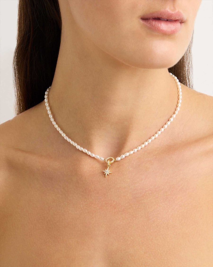 By Charlotte Dancing in the Starlight Pearl Choker Gold