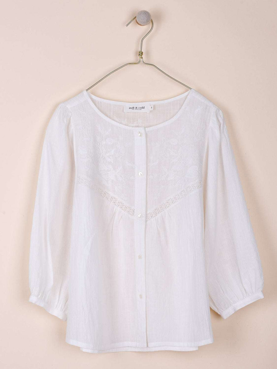 Indi & Cold Camisa Emrboidered Shirt Blanco
