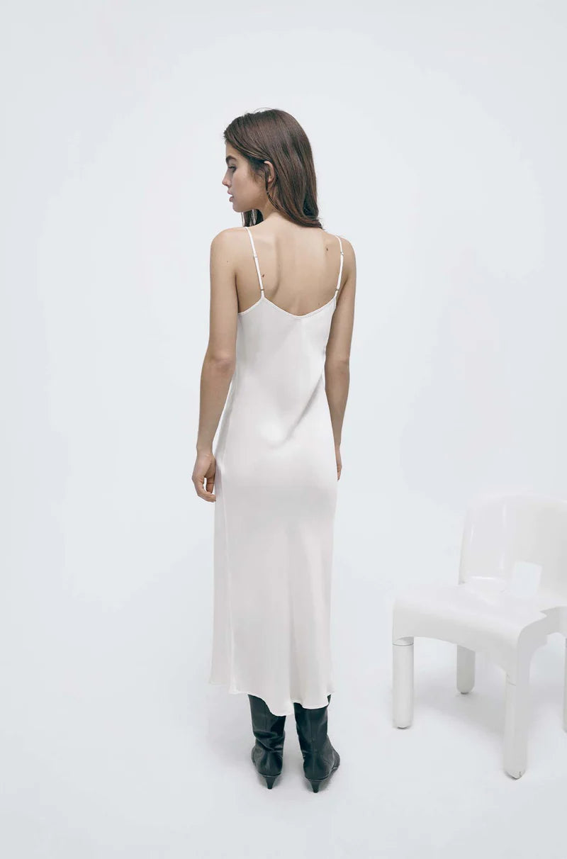 Silk Laundry 90s Slip Dress White