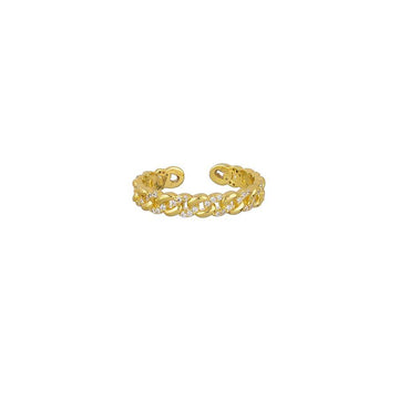 Jolie and Deen Crystal Chain Ring Gold