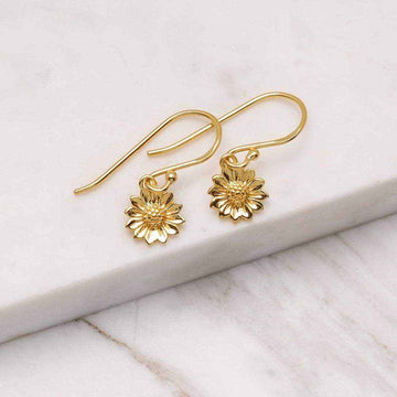 Midsummer Gold Tiny Delicate Sunflower Earrings