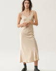 Silk Laundry Deco Ruched Dress Hazelnut