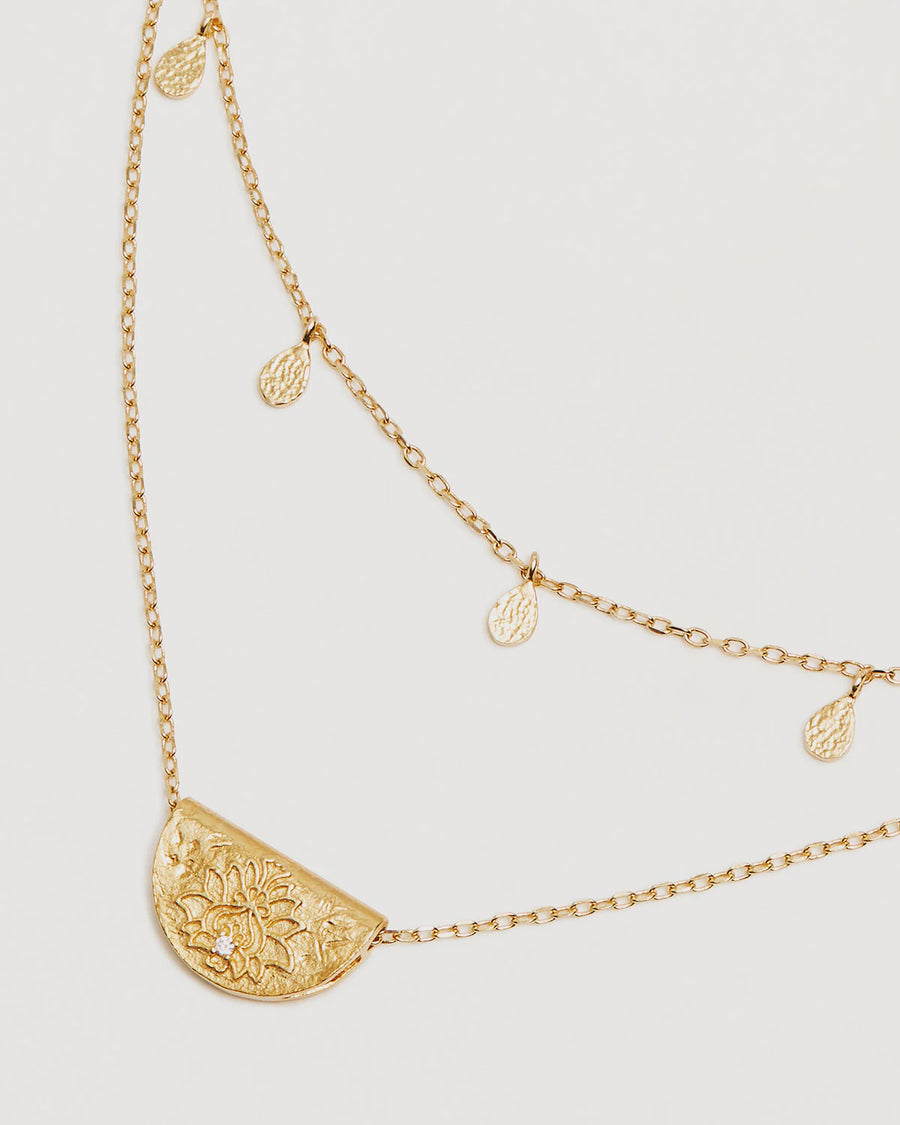 Charlotte 18k Gold Vermeil Blessed Lotus Necklace