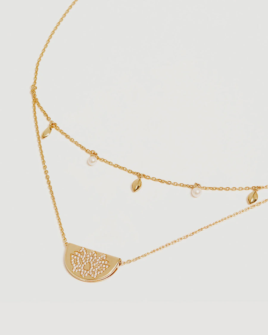 Peace Lotus Necklace 18k Gold