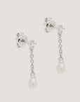 By Charlotte Tear Drop Chain Pearl Earrings Silver